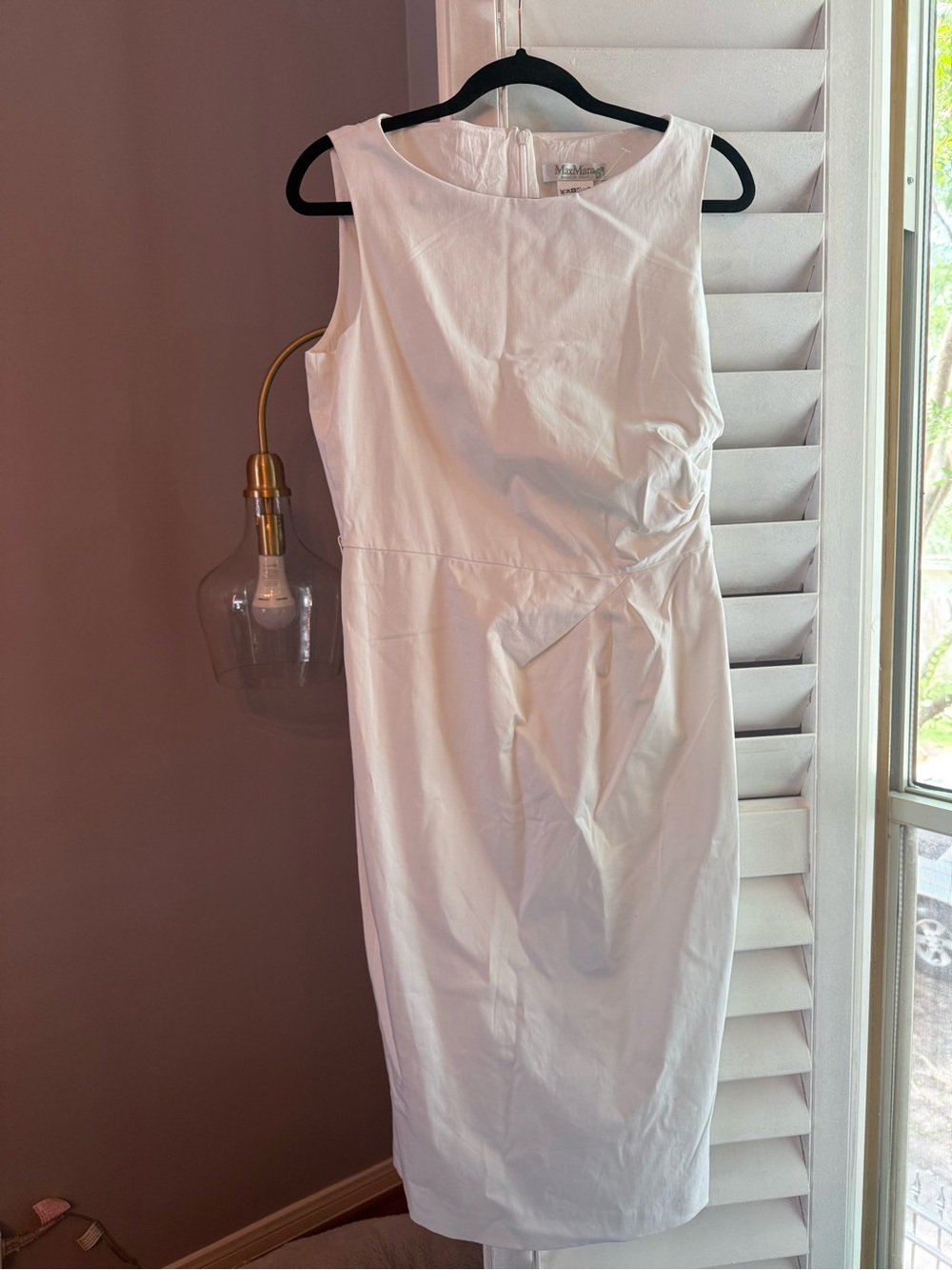 MaxMara White Bateau Neckline Midi Length Dress